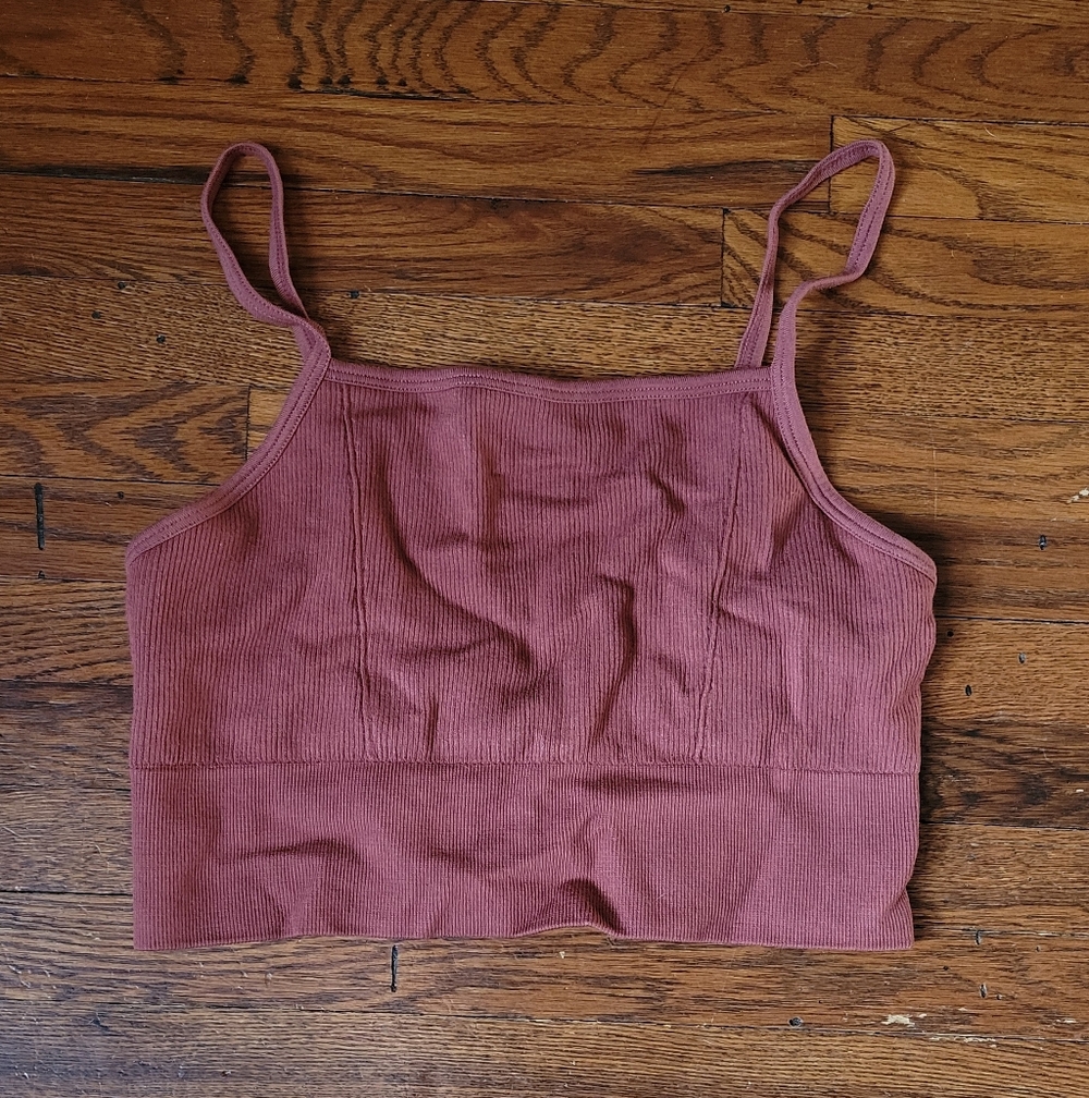 Fabletics Ribbed Crop Top - Rust, Size M